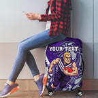 Personalized Fremantle Dockers Luggage Cover Polynesian Tribal Freo Mascot With Hibiscus Floral Art