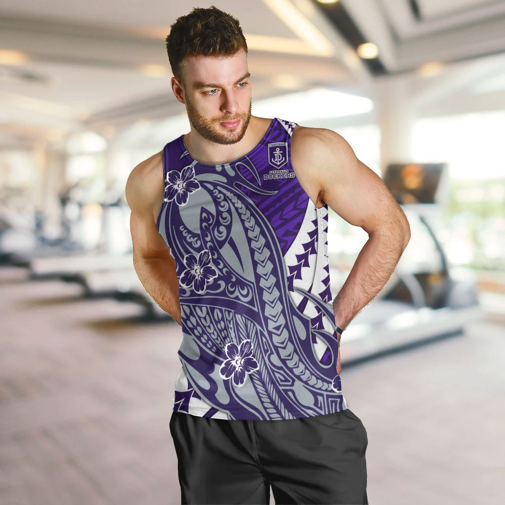 Personalized Fremantle Dockers Men Tank Top Polynesian Tribal Freo Mascot With Hibiscus Floral Art