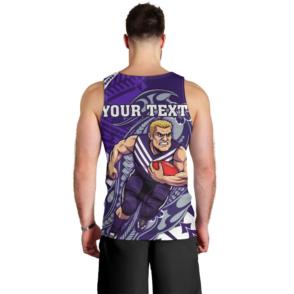 Personalized Fremantle Dockers Men Tank Top Polynesian Tribal Freo Mascot With Hibiscus Floral Art