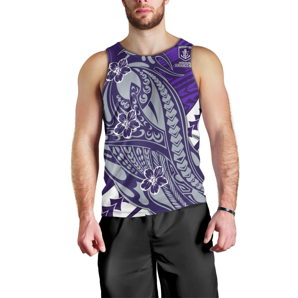 Personalized Fremantle Dockers Men Tank Top Polynesian Tribal Freo Mascot With Hibiscus Floral Art