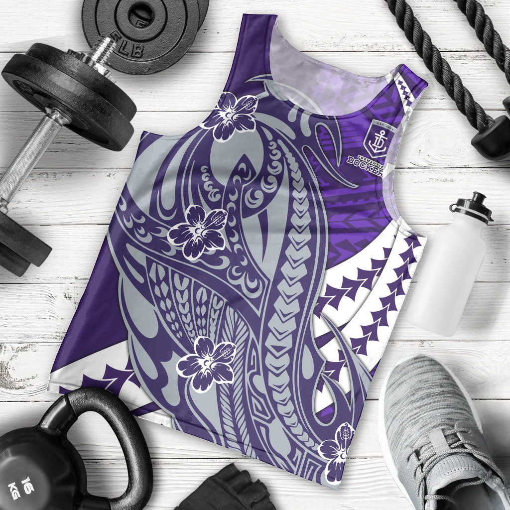 Personalized Fremantle Dockers Men Tank Top Polynesian Tribal Freo Mascot With Hibiscus Floral Art