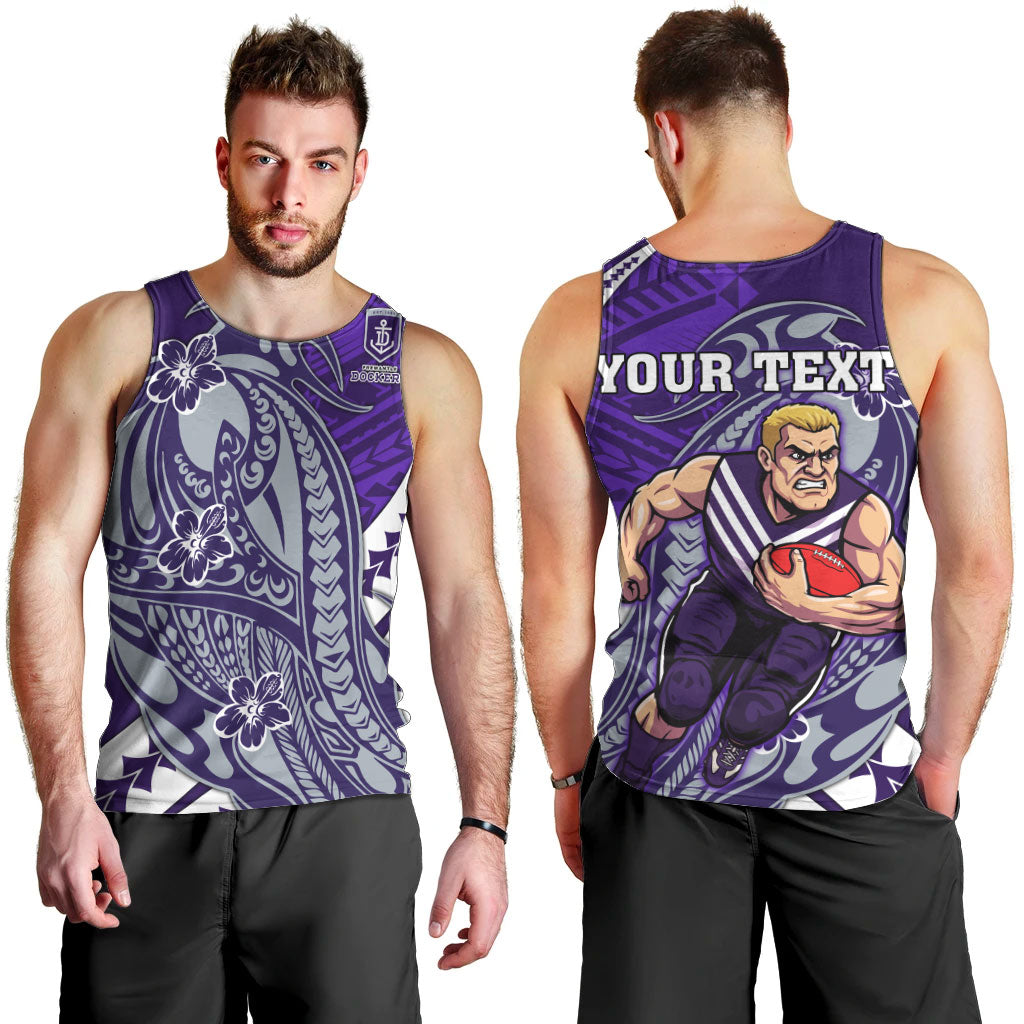 Personalized Fremantle Dockers Men Tank Top Polynesian Tribal Freo Mascot With Hibiscus Floral Art