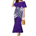 Personalized Fremantle Dockers Mermaid Dress Polynesian Tribal Freo Mascot With Hibiscus Floral Art