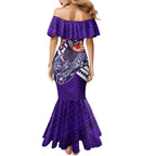 Personalized Fremantle Dockers Mermaid Dress Polynesian Tribal Freo Mascot With Hibiscus Floral Art