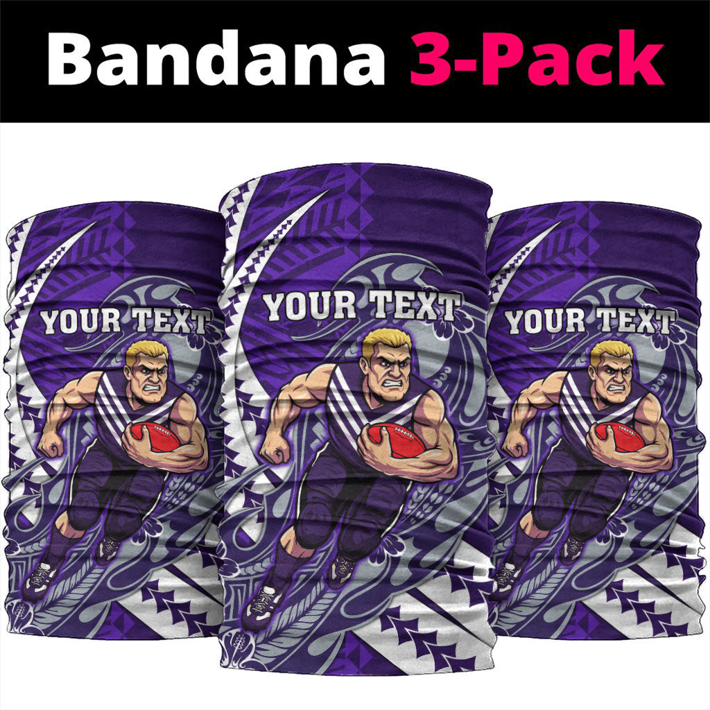 Personalized Fremantle Dockers Neck Gaiter Polynesian Tribal Freo Mascot With Hibiscus Floral Art