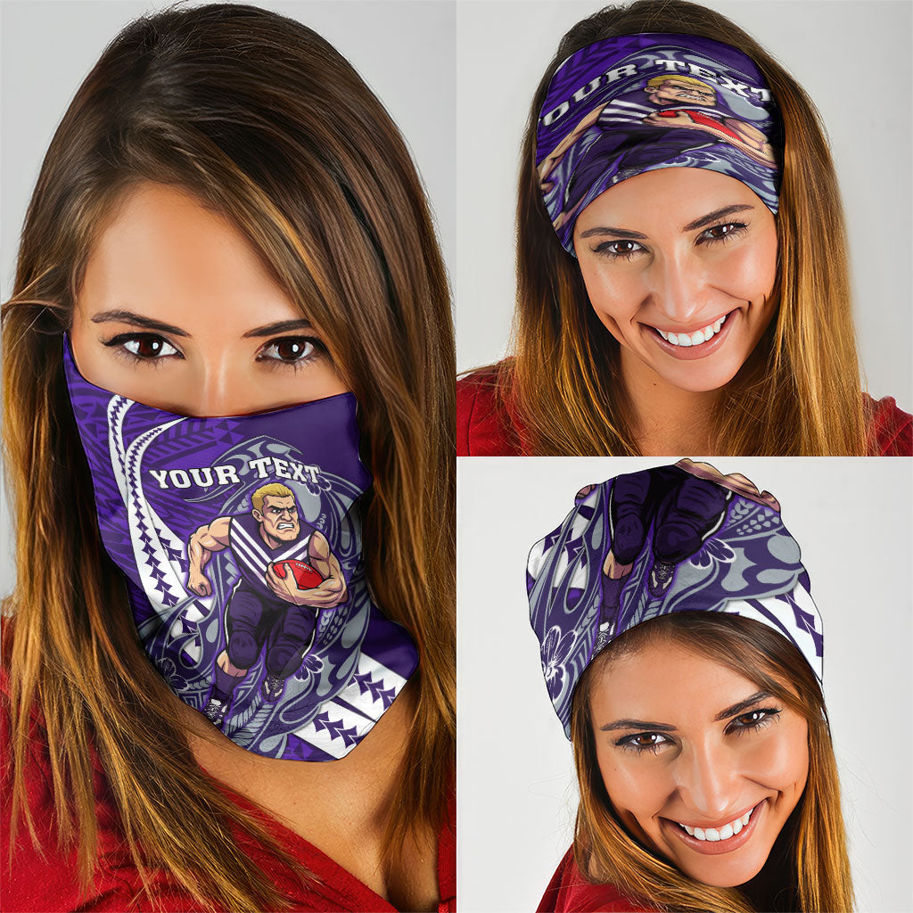 Personalized Fremantle Dockers Neck Gaiter Polynesian Tribal Freo Mascot With Hibiscus Floral Art