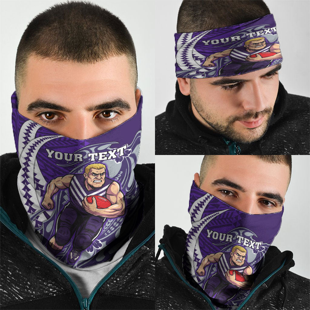 Personalized Fremantle Dockers Neck Gaiter Polynesian Tribal Freo Mascot With Hibiscus Floral Art