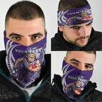 Personalized Fremantle Dockers Neck Gaiter Polynesian Tribal Freo Mascot With Hibiscus Floral Art