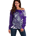 Personalized Fremantle Dockers Off Shoulder Sweater Polynesian Tribal Freo Mascot With Hibiscus Floral Art