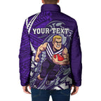 Personalized Fremantle Dockers Padded Jacket Polynesian Tribal Freo Mascot With Hibiscus Floral Art