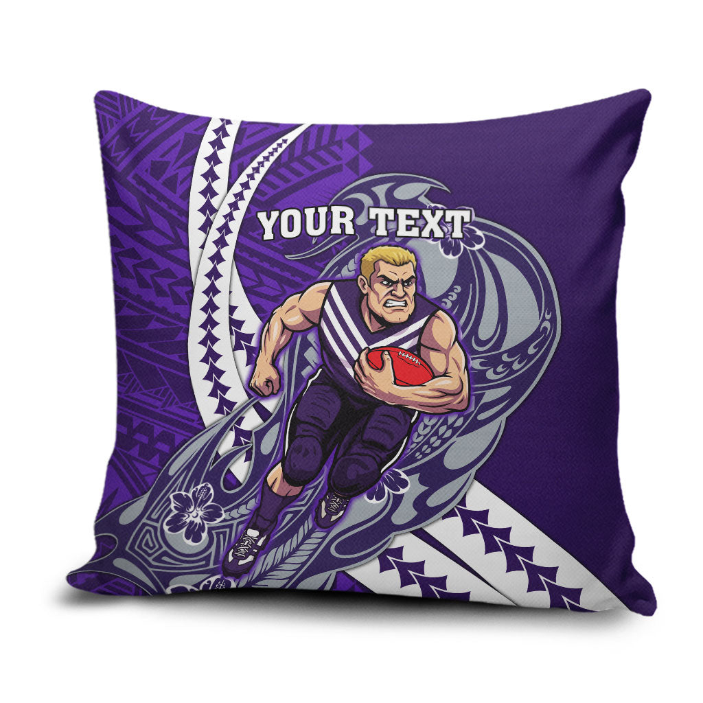 Personalized Fremantle Dockers Pillow Cover Polynesian Tribal Freo Mascot With Hibiscus Floral Art