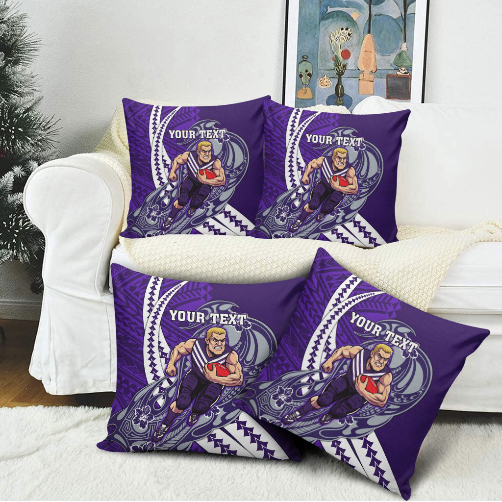 Personalized Fremantle Dockers Pillow Cover Polynesian Tribal Freo Mascot With Hibiscus Floral Art