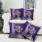 Personalized Fremantle Dockers Pillow Cover Polynesian Tribal Freo Mascot With Hibiscus Floral Art
