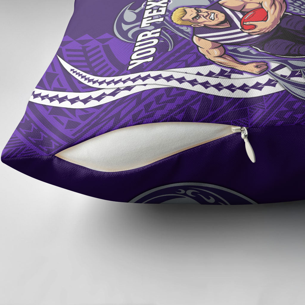 Personalized Fremantle Dockers Pillow Cover Polynesian Tribal Freo Mascot With Hibiscus Floral Art