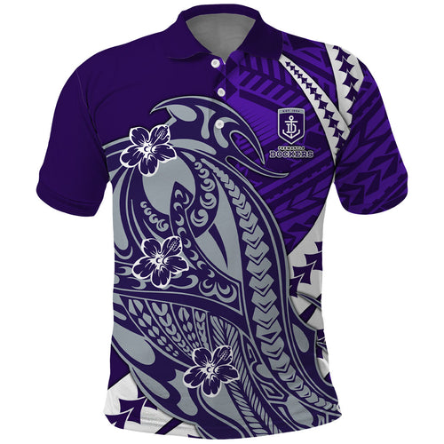 Personalized Fremantle Dockers Polo Shirt Polynesian Tribal Freo Mascot With Hibiscus Floral Art