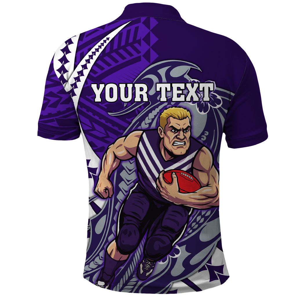 Personalized Fremantle Dockers Polo Shirt Polynesian Tribal Freo Mascot With Hibiscus Floral Art