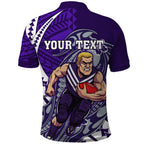 Personalized Fremantle Dockers Polo Shirt Polynesian Tribal Freo Mascot With Hibiscus Floral Art