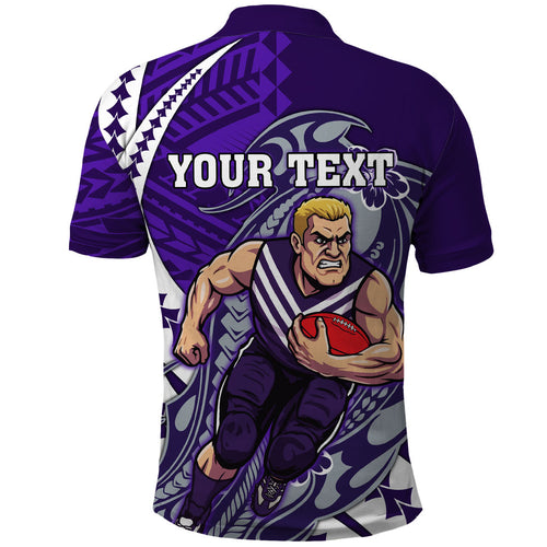 Personalized Fremantle Dockers Polo Shirt Polynesian Tribal Freo Mascot With Hibiscus Floral Art