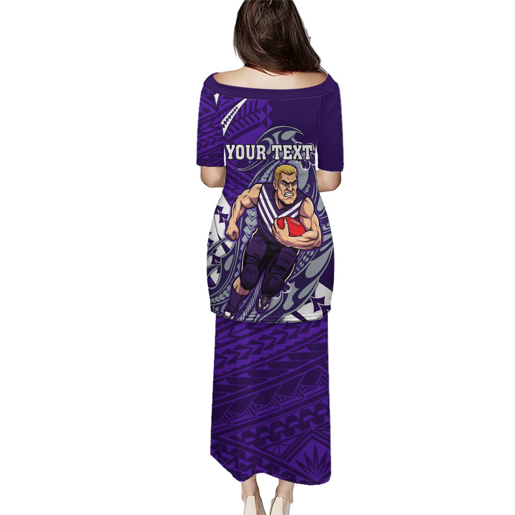Personalized Fremantle Dockers Puletasi Polynesian Tribal Freo Mascot With Hibiscus Floral Art