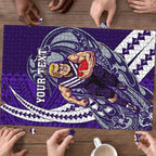 Personalized Fremantle Dockers Puzzle Polynesian Tribal Freo Mascot With Hibiscus Floral Art