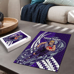 Personalized Fremantle Dockers Puzzle Polynesian Tribal Freo Mascot With Hibiscus Floral Art