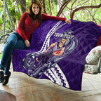 Personalized Fremantle Dockers Quilt Polynesian Tribal Freo Mascot With Hibiscus Floral Art
