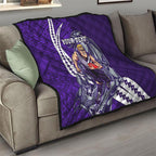 Personalized Fremantle Dockers Quilt Polynesian Tribal Freo Mascot With Hibiscus Floral Art