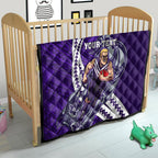 Personalized Fremantle Dockers Quilt Polynesian Tribal Freo Mascot With Hibiscus Floral Art