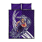 Personalized Fremantle Dockers Quilt Bed Set Polynesian Tribal Freo Mascot With Hibiscus Floral Art