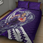 Personalized Fremantle Dockers Quilt Bed Set Polynesian Tribal Freo Mascot With Hibiscus Floral Art