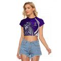 Personalized Fremantle Dockers Raglan Cropped T Shirt Polynesian Tribal Freo Mascot With Hibiscus Floral Art