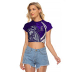 Personalized Fremantle Dockers Raglan Cropped T Shirt Polynesian Tribal Freo Mascot With Hibiscus Floral Art