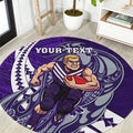 Personalized Fremantle Dockers Round Carpet Polynesian Tribal Freo Mascot With Hibiscus Floral Art