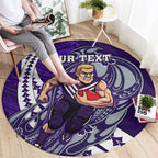 Personalized Fremantle Dockers Round Carpet Polynesian Tribal Freo Mascot With Hibiscus Floral Art