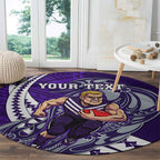 Personalized Fremantle Dockers Round Carpet Polynesian Tribal Freo Mascot With Hibiscus Floral Art