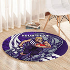 Personalized Fremantle Dockers Round Carpet Polynesian Tribal Freo Mascot With Hibiscus Floral Art