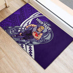 Personalized Fremantle Dockers Rubber Doormat Polynesian Tribal Freo Mascot With Hibiscus Floral Art