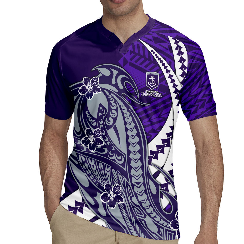 Personalized Fremantle Dockers Rugby Jersey Polynesian Tribal Freo Mascot With Hibiscus Floral Art