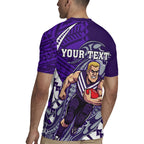 Personalized Fremantle Dockers Rugby Jersey Polynesian Tribal Freo Mascot With Hibiscus Floral Art