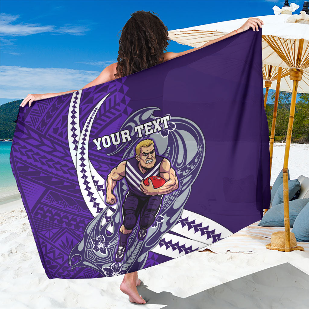 Personalized Fremantle Dockers Sarong Polynesian Tribal Freo Mascot With Hibiscus Floral Art