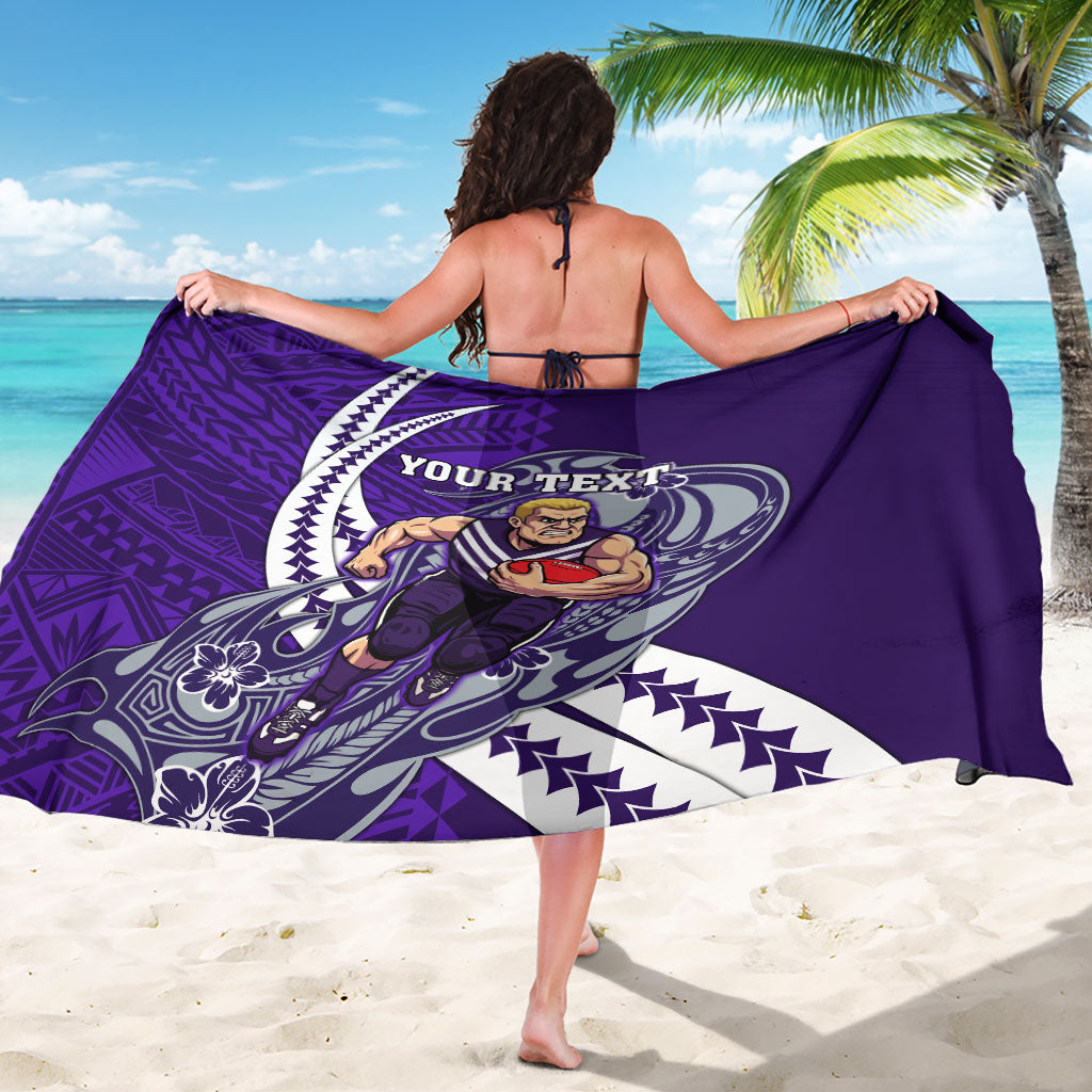 Personalized Fremantle Dockers Sarong Polynesian Tribal Freo Mascot With Hibiscus Floral Art