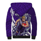 Personalized Fremantle Dockers Sherpa Hoodie Polynesian Tribal Freo Mascot With Hibiscus Floral Art