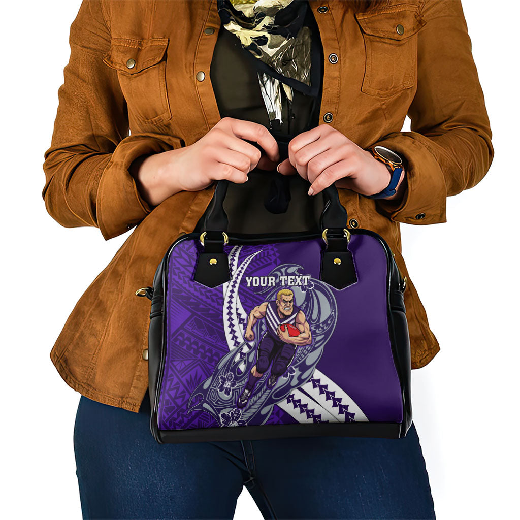 Personalized Fremantle Dockers Shoulder Handbag Polynesian Tribal Freo Mascot With Hibiscus Floral Art