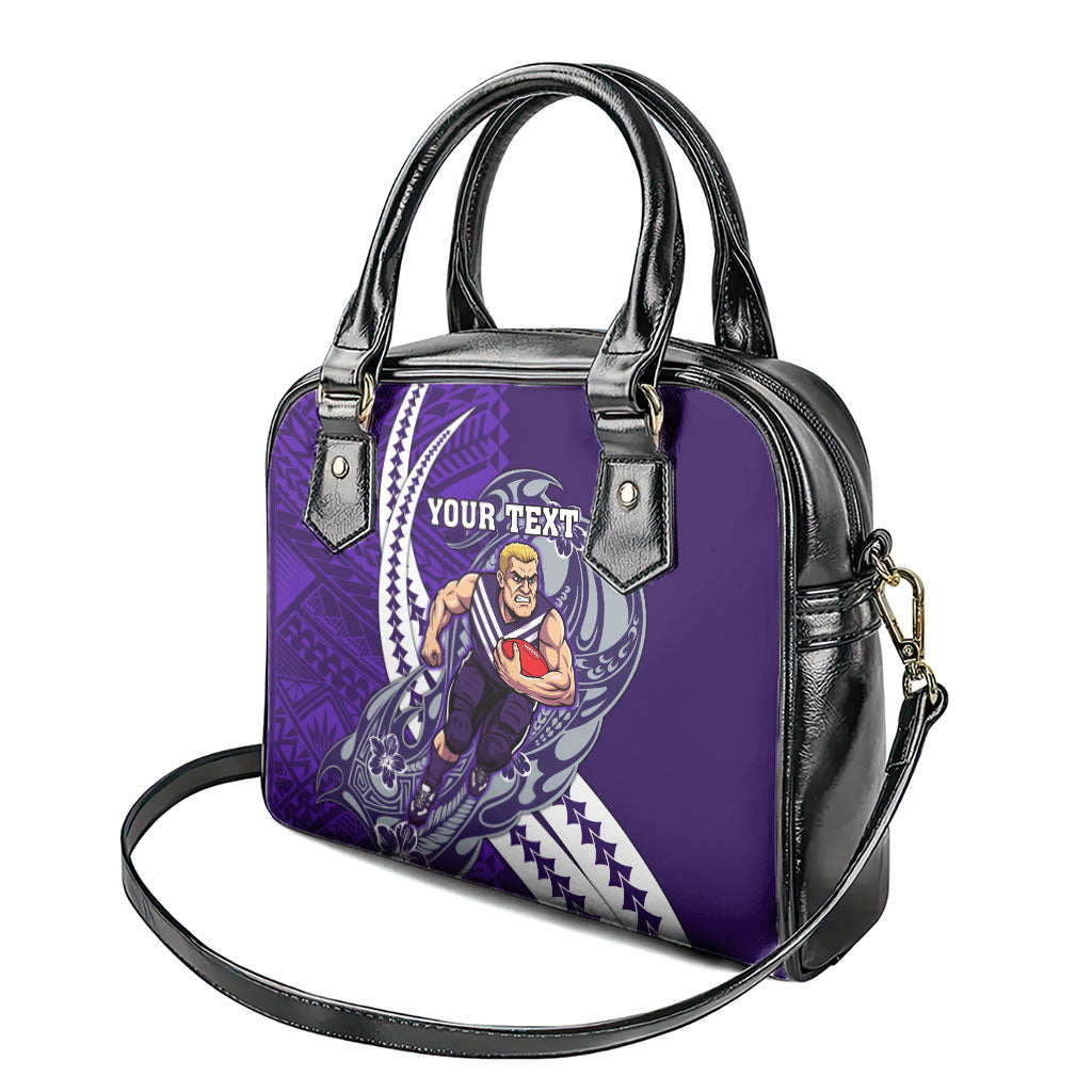 Personalized Fremantle Dockers Shoulder Handbag Polynesian Tribal Freo Mascot With Hibiscus Floral Art