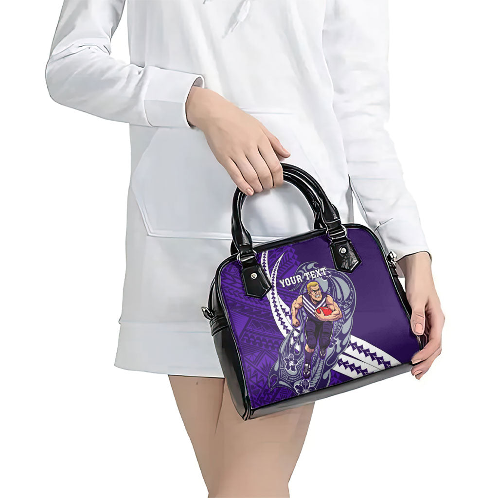 Personalized Fremantle Dockers Shoulder Handbag Polynesian Tribal Freo Mascot With Hibiscus Floral Art