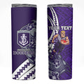 Personalized Fremantle Dockers Skinny Tumbler Polynesian Tribal Freo Mascot With Hibiscus Floral Art