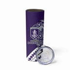 Personalized Fremantle Dockers Skinny Tumbler Polynesian Tribal Freo Mascot With Hibiscus Floral Art