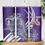 Personalized Fremantle Dockers Skinny Tumbler Polynesian Tribal Freo Mascot With Hibiscus Floral Art