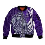 Personalized Fremantle Dockers Sleeve Zip Bomber Jacket Polynesian Tribal Freo Mascot With Hibiscus Floral Art