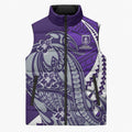 Personalized Fremantle Dockers Sleeveless Puffer Jacket Polynesian Tribal Freo Mascot With Hibiscus Floral Art